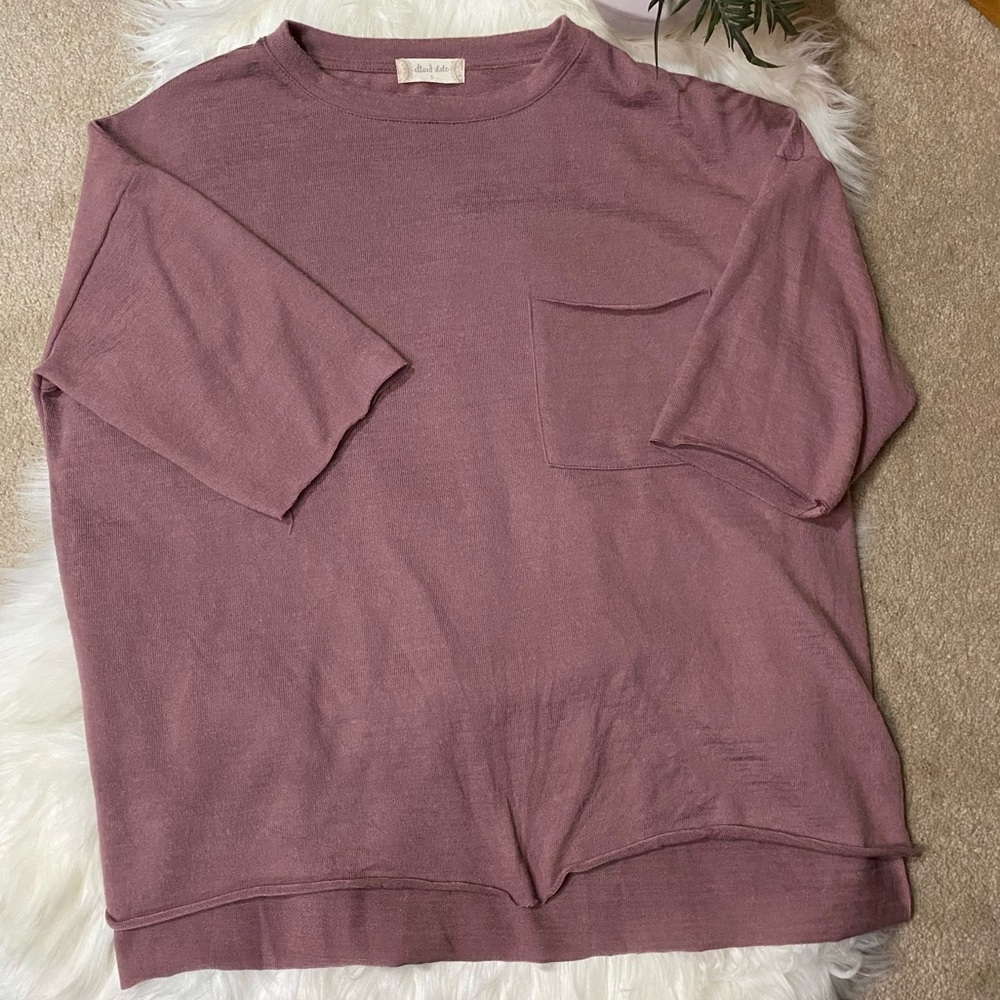 Altar'd‎ State: Oversized Roca Front Pocket Short Sleeve Pink Tee T-Shirt Top